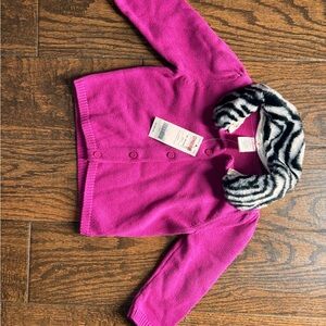 Gymboree Pink Sweater with Zebra Faux Fur